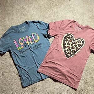 Soft Spun Cotton Short Sleeve Inspirational  Graphic Tees- lot of 2, size S, EUC